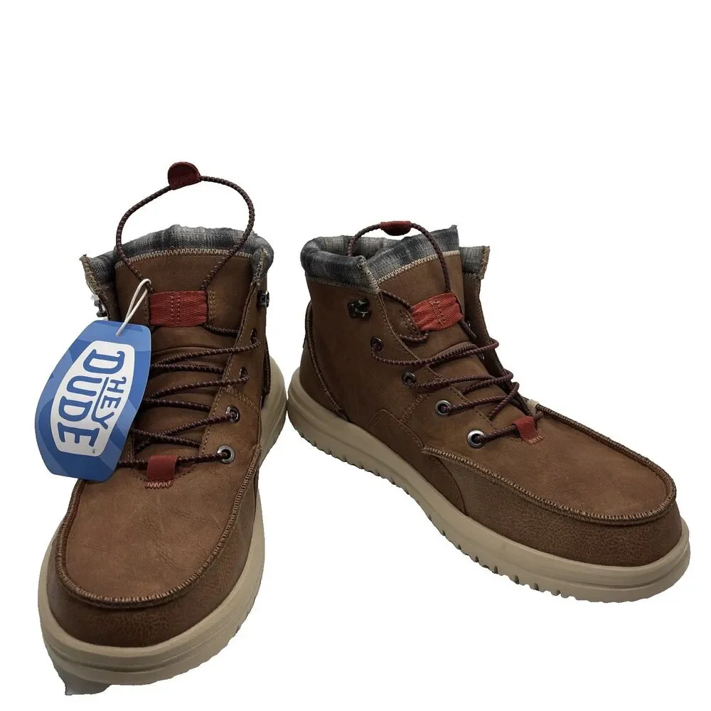 NWT Hey Dude Men's Bradley Classic Tumbled Cognac Brown Size 9 lightweight wool